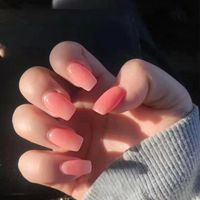Wholesale False Nails set Gradient Peach Pink Fake Reusable Fashion Sweet Ultra Thin Long Square Finished With Glue Sticker