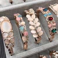 Wholesale Silver Charm Gold Bangle Mix Different Rose Styles Eye Gem Rhinestone Jewelry Korean Fashion Quality Bracelet