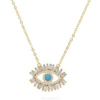 Wholesale Brand Trendy k Gold Plated Turkish Evil Eye Necklace Lucky Girl Gift Baguette Cubic Zirconia Turquoise Geomstone Top Quality Jewelry New Nyq0
