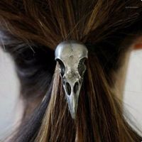 Wholesale Hair Clips Barrettes pc Retro Tie Metal Skull Fashion Birds Crow Elastic Punk Gothic Bands Accessories1