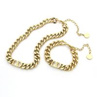 Wholesale Fashion stainless steel letter k gold cuban link chain necklace bracelet for mens and women Party lovers gift hip hop jewelry With BOX