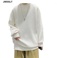 Wholesale Men s Sweaters Colors Autumn Winter Sweater Men Casual Pullover Mock Neck Solid Couple Green Yellow White Men s Sweaters1
