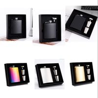 Wholesale 8oz Stainless Steel Wine Pot Cup Funnel Kit Matte Black Hip Flask Portable Whisky Champagne Bottle yx G2