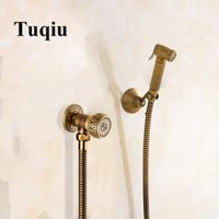 Wholesale Bathroom Shower Heads Tuqiu Hand Held Bidet Sprayer Douche Toilet Kit Antique Bronze Brass Shattaf Head Copper Valve Set Jet Faucet