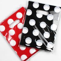 Wholesale Gift Wrap Black And Red Dots Plastic Bag Boutique Carrier Shopping Bags X20CM With Handles1