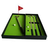 Wholesale Ballpoint Pens Originality Mini Course Desktop Golf Club Ball Putting Green Flag Pen Set For Office Gift
