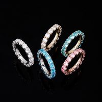 Wholesale 18K Gold Rhodium Plated Circle Rings Luxury mm Bling Zircon Women Rings Fashion Exquisite Hip Hop Rings Jewelry