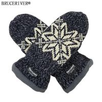 Wholesale Five Fingers Gloves Bruceriver Women Snowflake Knit Mittens With Warm Thinsulate Fleece Lining