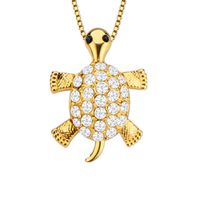 Wholesale Fashion Punk Crystal Animal Gold Turtle Pendant Necklace Rhinestone Tortoise Hip Hop Link Chain Necklace Men Women Jewelry