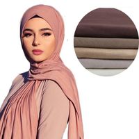 Wholesale Scarves x60cm Modal Cotton Headscarf For Women Fashion Long Stretch Jersey Hijab Scarf Turban Hair Wrap Muslim Locks1