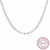 Wholesale 8 Sizes Available Real Sterling Silver mm Figaro Chain Necklace Womens Mens Kids cm Jewelry Kolye Collares1