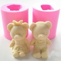 Wholesale Cake Tools Cute Bear Boy Girl Silicone Soap Mold Fondant Decorating Sugarcraft Chocolate Gum Paste Candle Moulds1