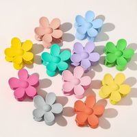 Wholesale Candy Color Plastic Hairpin Big Flower Shaped Frosted Hair Claws For Women Hair Accessories Spring Clip Clamp Crab