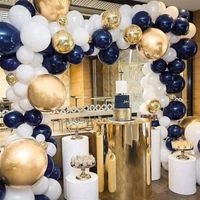 Wholesale 100pcs Navy Blue Gold Metallic Balloon Arch Kit Wedding Birthday Party Macaron Latex Confetti Balloons Garland Decor Balaos T200526