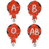 Wholesale Cute Key Rings Red Enamel Blood Type Rhinestone Retractable ID Holder For Nurse Name Accessories Badge Reel With Alligator Clip