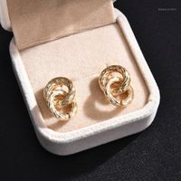 Wholesale Stud Selling Twisted Round Earrings Designer Women s Alloy Geometric Type Cold Wind Temperament Jewelry Girl Pair1