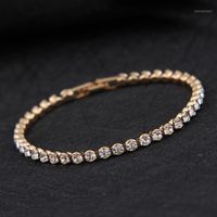 Wholesale Link Chain Fashion Designed Gold Silver Color Charm Bracelet Shiny Austria Crystal Bracelets Bangles Women Wedding Prom Valentine s