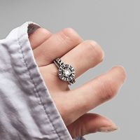 Wholesale 2020 Korean version of Roman numeral ring female INS retro old ring studded star zircon Thai silver jewelry