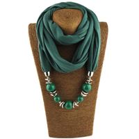 Wholesale Scarves Fashion Ethnic Polyester Solid Collar Tassel Gorgeous Beads Pendants Jewelry Necklace Ring Scarf Women Shawl
