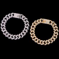 Wholesale Hip Hop Bling Iced Out Bracelet For Women Gold Sier Plated Miami Cuban Link Chain Bracelet Anklet Jewelry