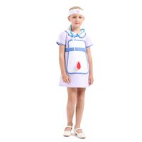 Wholesale Cute Girls Nurse Halloween Dresses Kids Doctor Uniform Costume Cheap Funny Party Dress Fancy Fantasia with Headscarf
