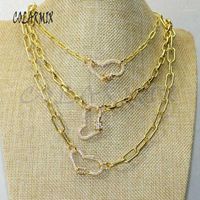 Wholesale Pendant Necklaces Gold Heart Clasp Zircon Metal Buckle Necklace Color Jewelry Chain Handmade Jewerly