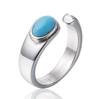 Wholesale Vintage Antique Stone Open Ring Fashion Jewelry Turquoises Finger For Women Wedding Anniversary Rings Band