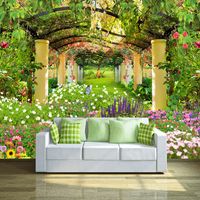 Wholesale Custom Photo Wall Paper Pastoral Garden Flower D Wall Mural Restaurant Cafe Living Room Backdrop Wall Painting Mural Wallpapers