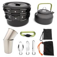 Wholesale Camp Kitchen Outdoor Cookware Set Camping Tableware Cooking Carabiner Travel Cutlery Utensils Hiking Picnic Cookware1