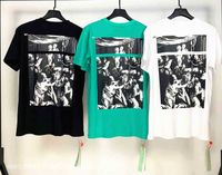 Wholesale 2021 Spring Men s New Off Style Back Large Oil Painting Print and Wo Short Sleeve T shirt Batch