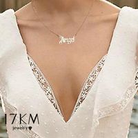 Wholesale Chokers KM Vintage Gold Angel Letter Necklace Gift For Women Fashion Old English Name Choker Necklaces Party Jewelry Mom Gift1