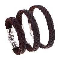 Wholesale Charm Bracelets Woven Bracelet Piece Couple Easy Hook Men Women Braided Leather Steel Rope Unisex Bangle Cm
