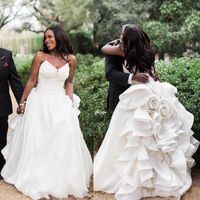 Wholesale New Arrival African Black Girls Country Style Plus Size Wedding Dresses Sweetheart Pleats Ruffles Wave Wedding Dress Bridal Gowns vestidos