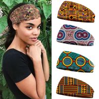 Wholesale Afro Print Headband Africa Ladies Bandanas Black Girl African Turban Elastic Hair Band Women Sweatband Headwrap Hair Accessories