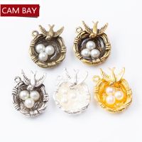 Wholesale 40pcs Antique Alloy Pearl Bird Nest Charms mm Metal Pendants Fit Bracelet Necklace Jewelry Making DIY Crafts Accessories