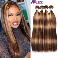 Wholesale Allove Highlight Body Water Loose Deep Wave Wefts Human Hair Bundles Ombre Brown Color Straight Brazilian Virgin Extensions for Women All Ages inch