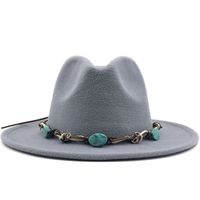 Wholesale fedora hat women men western cowboy jazz caps solid wide brim band belt stone luxury handmade winter white black women men hats