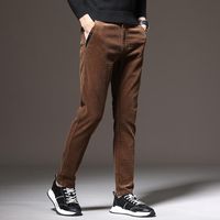 Wholesale Men s Pants Thick Corduroy Casual Winter Style Business Fashion Stretch Slim Regular Fit Trousers Male Brand Clothes