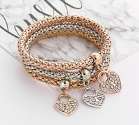 Wholesale 3pcs set Fashion Elastic Crystal Diamond Crown Heart Tree of Life Skull Butterfly Charm Bracelet Bangle Cuff Sets Jewelr