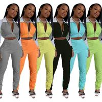 Wholesale Plus Size Sweat Suits Women Tracksuits Workout Matching Sets Casual Crop Top Cargo Pants Piece Set Womens Outfits