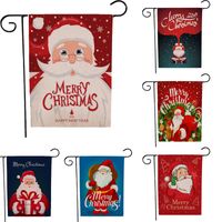 Wholesale 45 cm Christmas Flag Garden Flax Banner Fashion Santa Claus Pattern Double sided printing Flags DHL