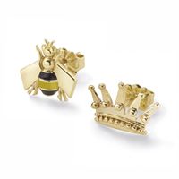 Wholesale Stud Honey Bee And Crown Suit Alloy Oil Drop Earrings