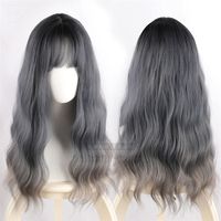 Wholesale Gradient Lolita Wig Harajuku Long Curls Mix Colors Synthetic Hair Fringe Bangs Daily Adult Girls