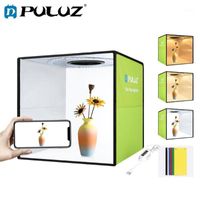 Wholesale PULUZ light box Mini Foldable Photo Studio Box Photography LED cm Lightbox Studio Shooting Tent kit Color Backdrops1