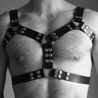 Wholesale Belts Men Bdsm Bondage Lingerie Sword Belt Gay Play Harness Straps Leather Adjustable Body Chest Cosplay Rivet