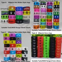 Wholesale DHL Silicone Rubber Vape Band Ecig Cover Rings Bag Personalized Custom OEM Logo Silkprint Decoration Protection Vapor Fit For mm Tank Mod