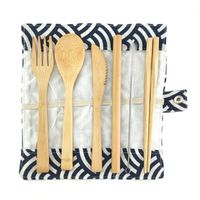 Wholesale Flatware Sets Cutlery Set Travel Eco Friendly Knife Fork Spoon And Straw Wooden Camping1