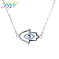 Wholesale Pendant Necklaces Juya Turkish Necklace Supplies Micro Pave Zircon Hamsa Hand Fatima Enamel Evil Eye For Women Handmade Jewelry