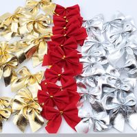 Wholesale Christmas Bow Red Small Tree Pendant DIY Craft Happy New Year Holiday Scene Gold Silvery Ornaments Birthday Party Wedding Decor w