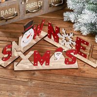 Wholesale Christmas New Festival Decorations wooden Letter Ornaments Desktop Creative Printing Ornaments Whole Europe And America New Year Kids Gift Ina20